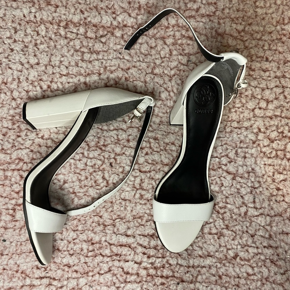 Guess 3 inch White Leather Heels